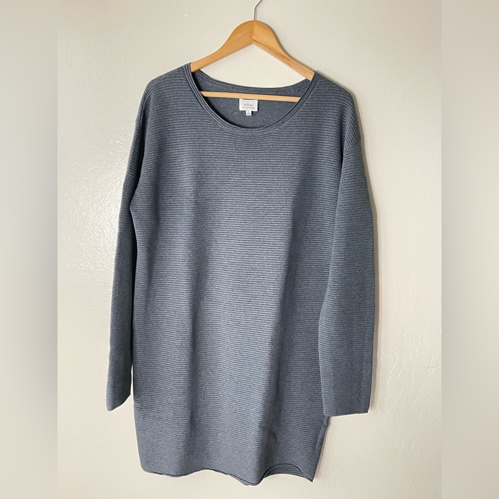 Aritzia Wilfred gray silk cashmere blend texture knit Sweater Dress